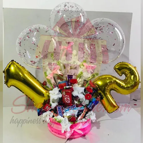 Bday Balloon Basket