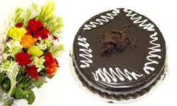 Flowers Bouquet And Cake