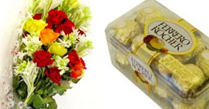 Flowers Bunch Ferrero Chocolates