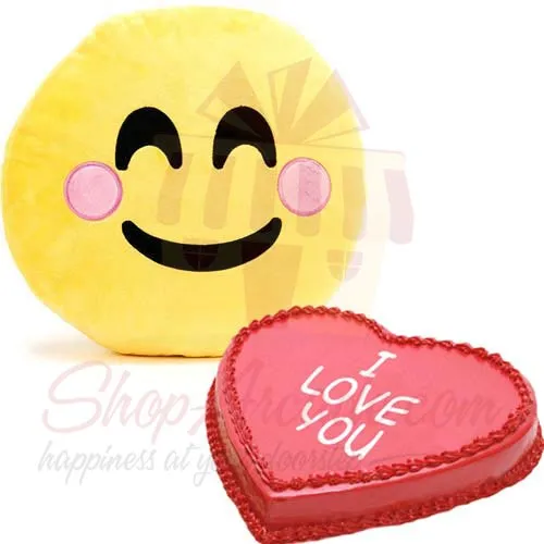 Blush Pillow With Heart Cake