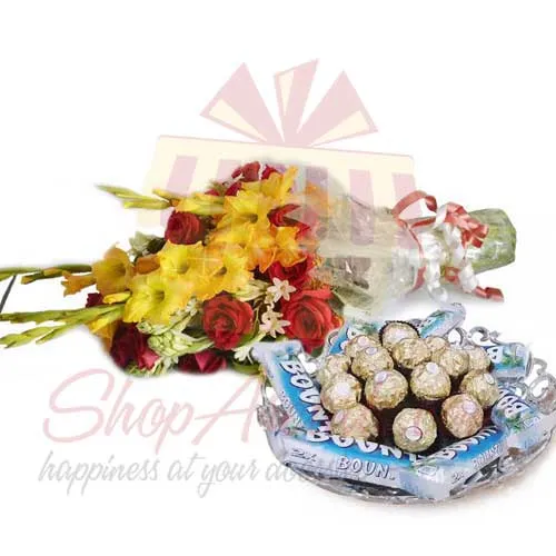 Bouquet With Choco Tray