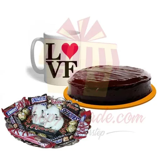 Teddy Choco Tray With Cake And Mug