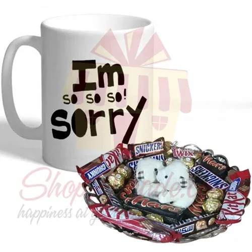 Teddy Choco Tray With Sorry Mug