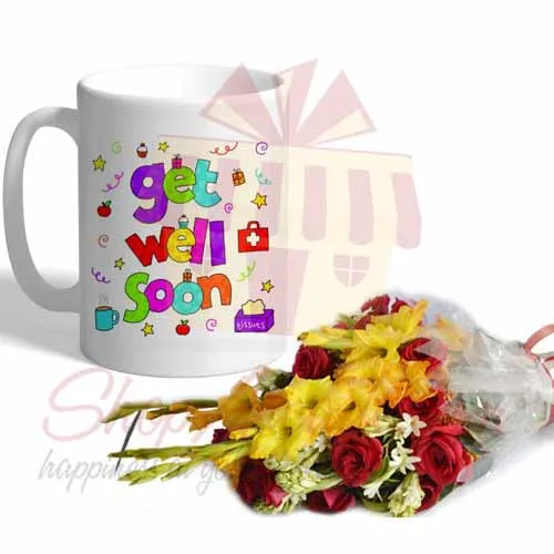 Flowers With Get Well Soon Mug