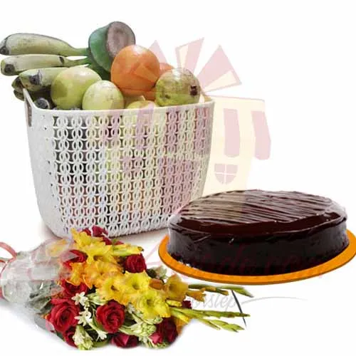 Fruits Cake And Flowers