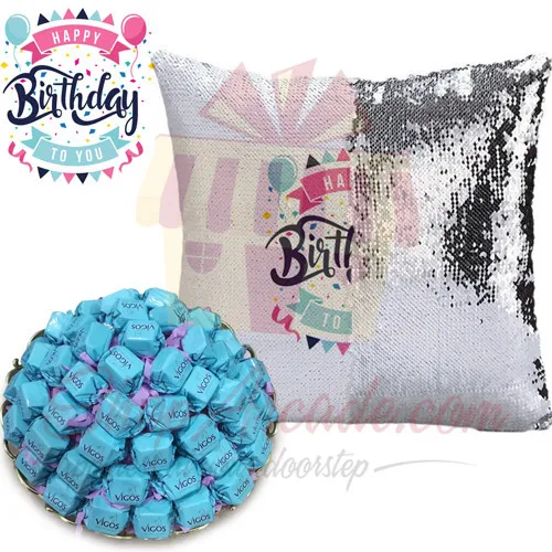 Birthday Magic Cushion With Vigo Tray