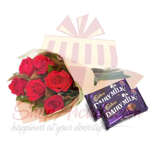 6 Roses With Chocs