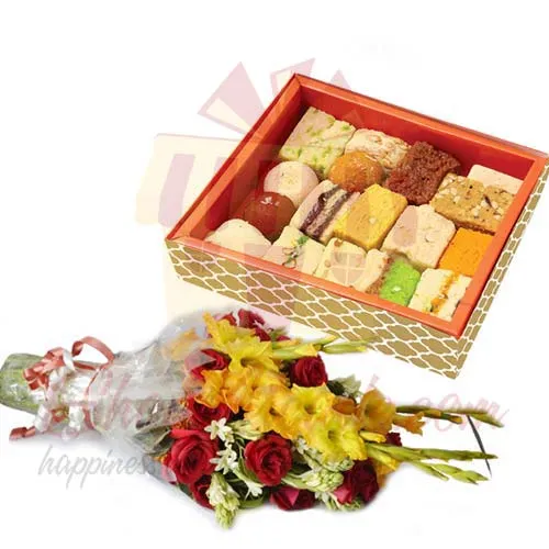 2kg Mithai With Flowers