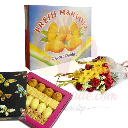 Mithai Flowers And Mango Box