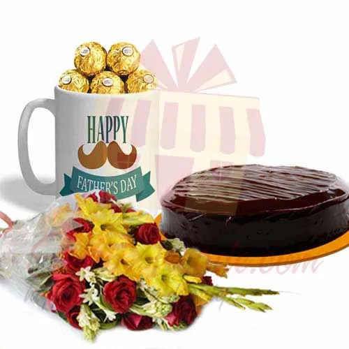 Ferrero Mug With Cake And Flowers