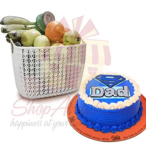 Fruits With Super Dad Cake