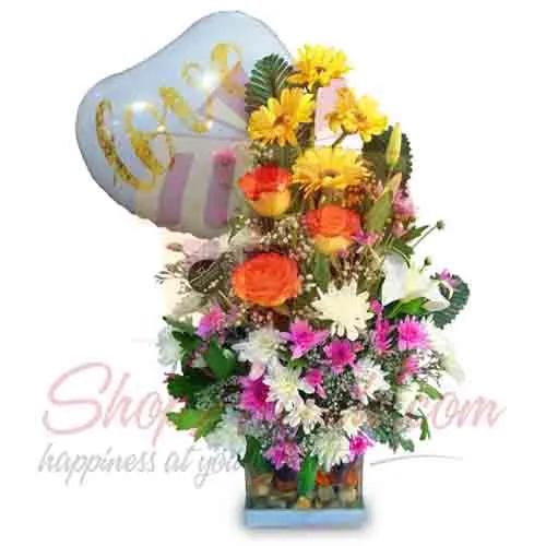 Love Balloon With Flowers