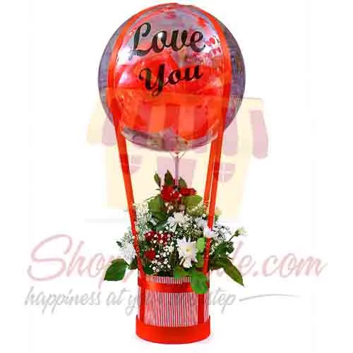 Love Balloon And Flower Arrangement