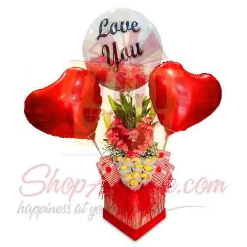 Love You Heart Pair Floral Box