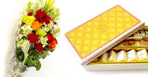 Flowers Bouquet And Mithai