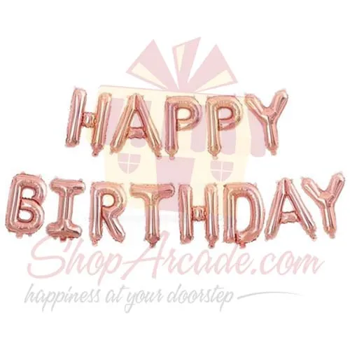 Happy Birthday Alphabet Balloons Peach