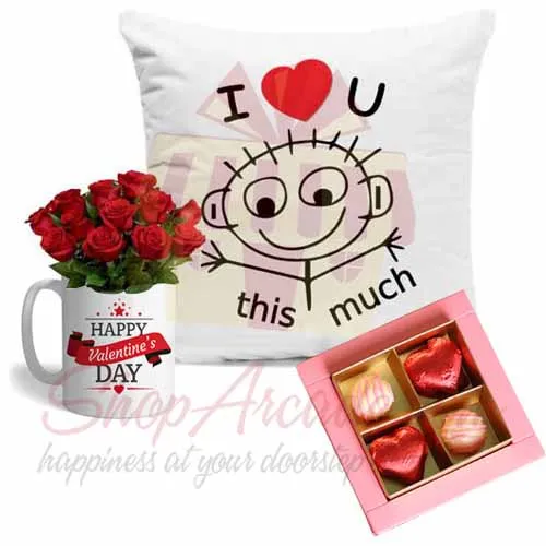 Lal Chocos Rose Mug And Cushion