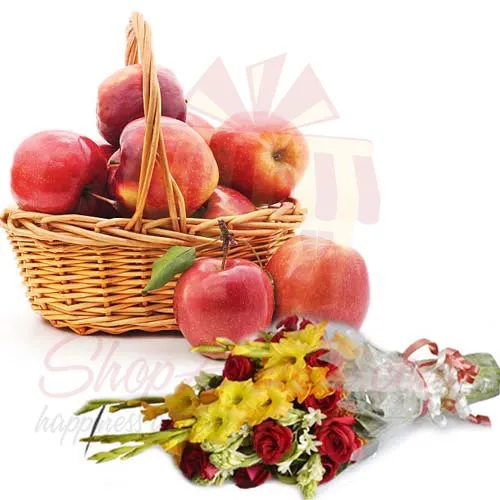 Bouquet With Apple Basket
