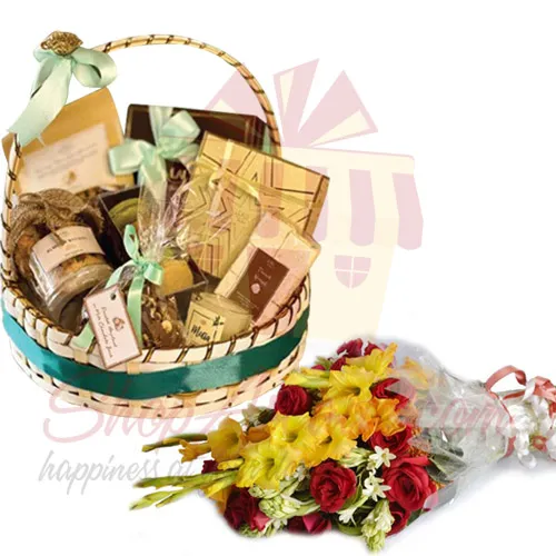 Flowers With Lals Gourmet Basket