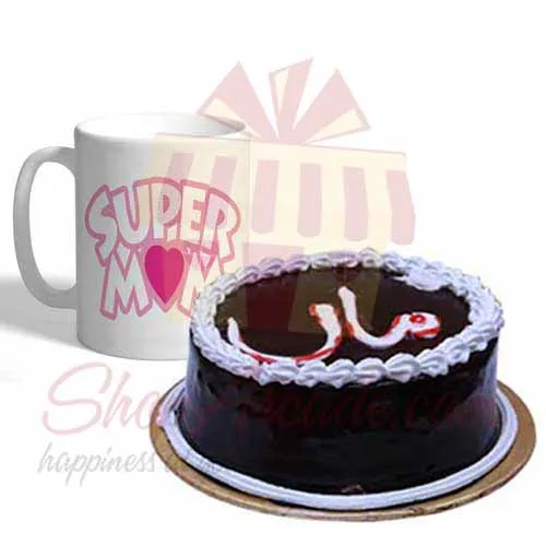 Super Mom Mug With Maa Cake