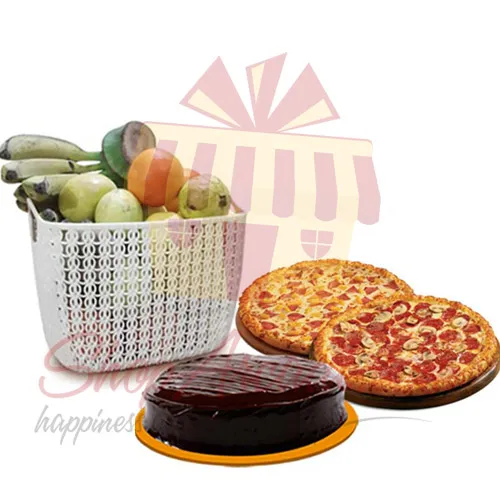 Pizza Cake And Fruits