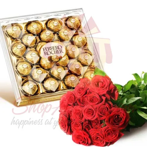 Roses With Large Ferrero Box