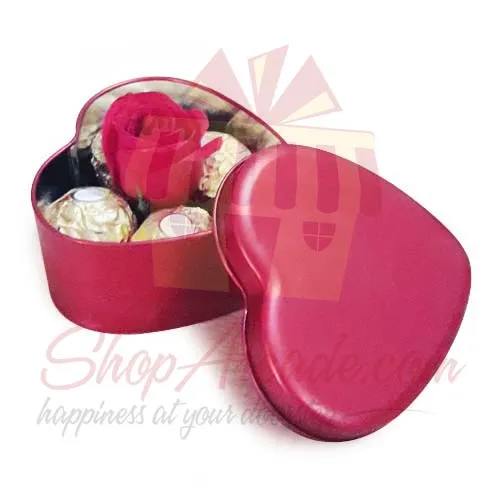 Rose And Choc Heart Tin