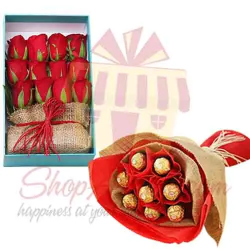 Rose Box With Small Ferrero Bouquet