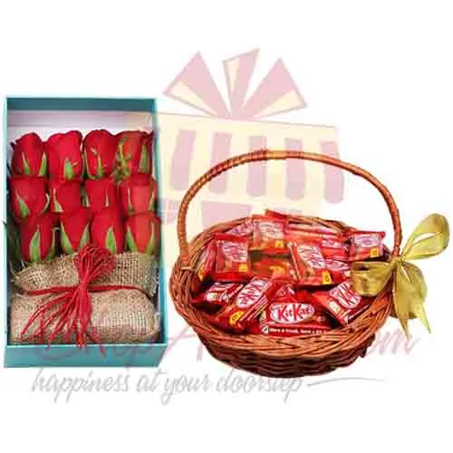 Rose Box With Kitkat Basket