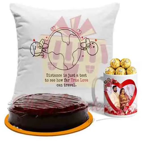 Love You Cake, Choco Mug And Cushion