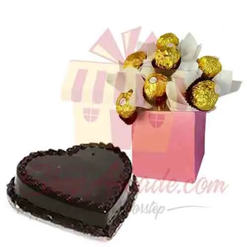 Ferrero Arrangement With Heart Cake